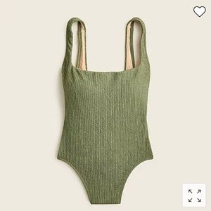 Textured squareneck one-piece swim